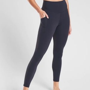 Athleta Salutation Stash Pocket Tight Navy Blue